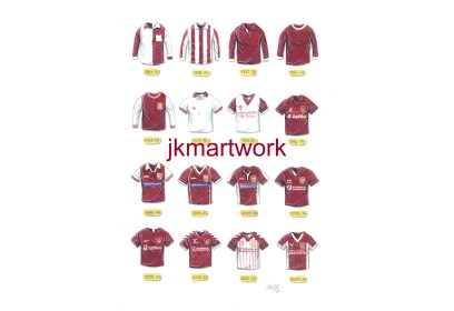 Northampton Town FC Retro Shirts Wall Art Print